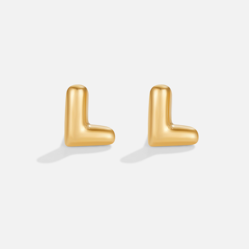 Gold Bubble Letter Earrings