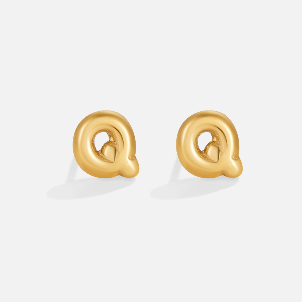 Gold Bubble Letter Earrings