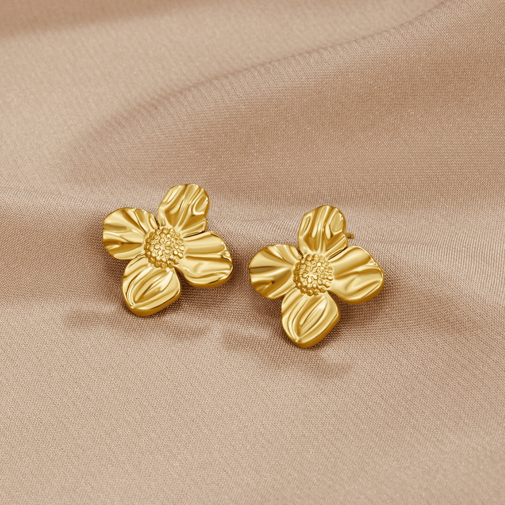 18K Gold Flower Earrings