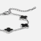 Silver Black Clover Bracelet