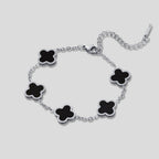 Silver Black Clover Bracelet