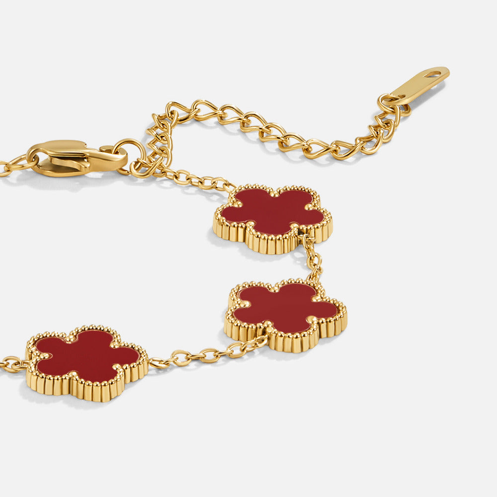 Lucky Red Clover Leaf Bracelet