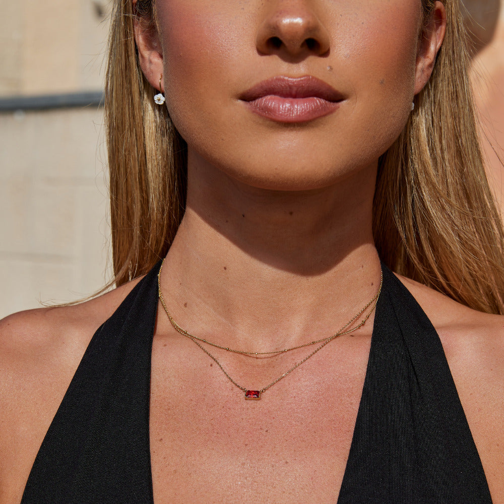 Ruby Baguette Necklace