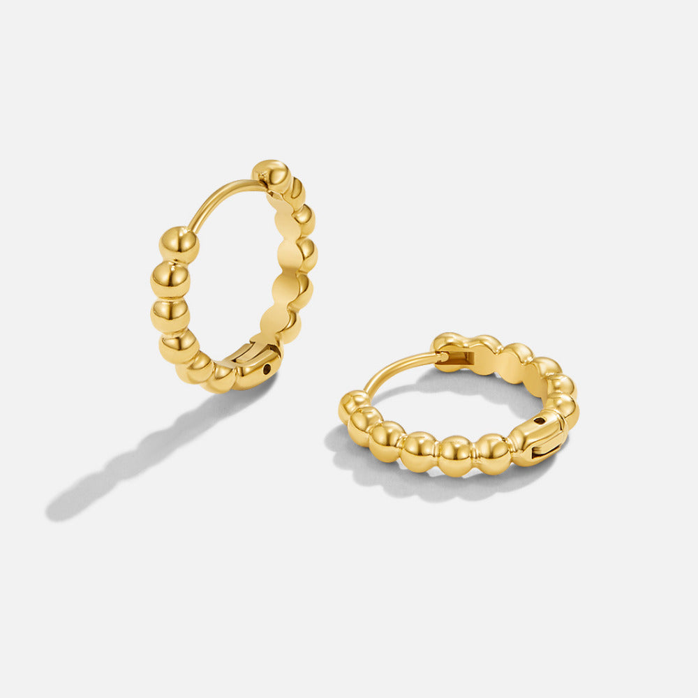 Soraya Gold Bead Hoop Earrings