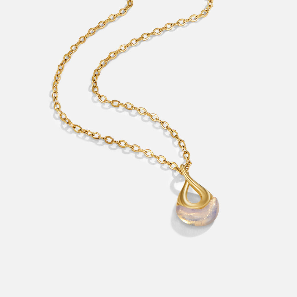 Tiffany White Stone Pendant Necklace