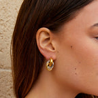 Twisted Three-Toned Hoop Earrings