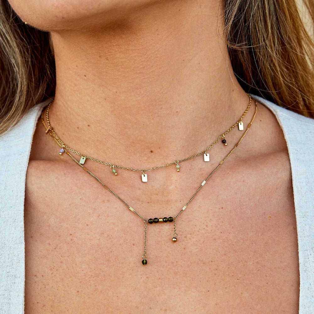 Arizona Green Bead Tassel Necklace
