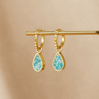 Astoria Green Stone Hoop Earrings