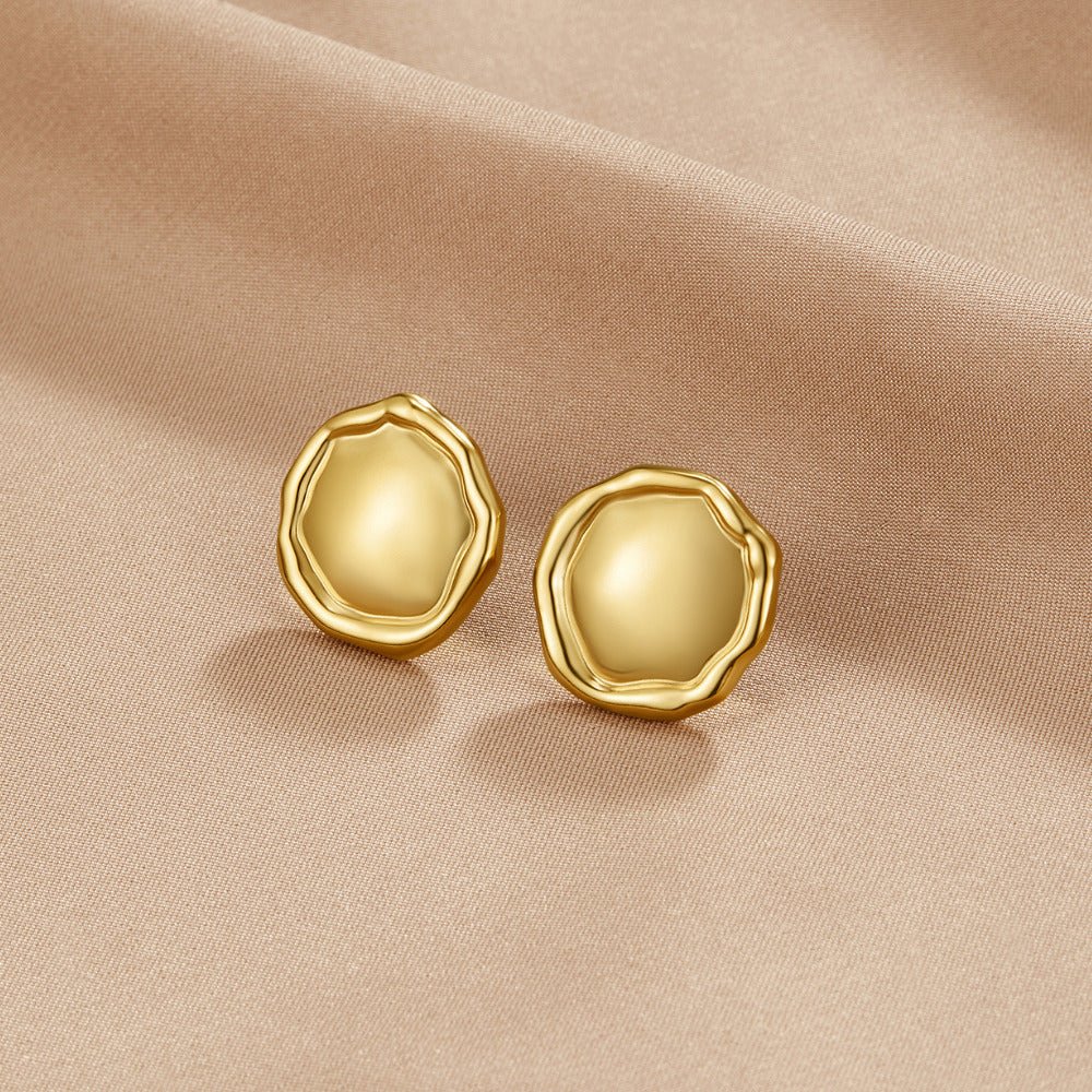 Ava Gold Button Earrings