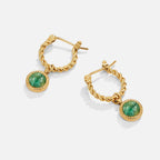 Aventurine Twisted Hoop Earrings