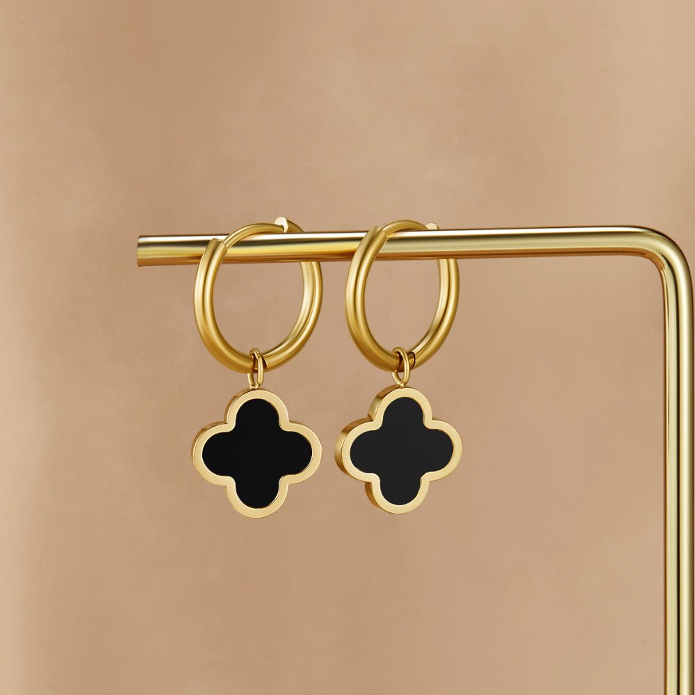 Black Clover Hoop Earrings