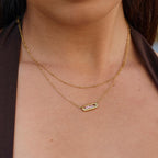 Blush Pink Bar Pendant Necklace