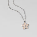 Blush Pink Sakura Bloom Silver Necklace