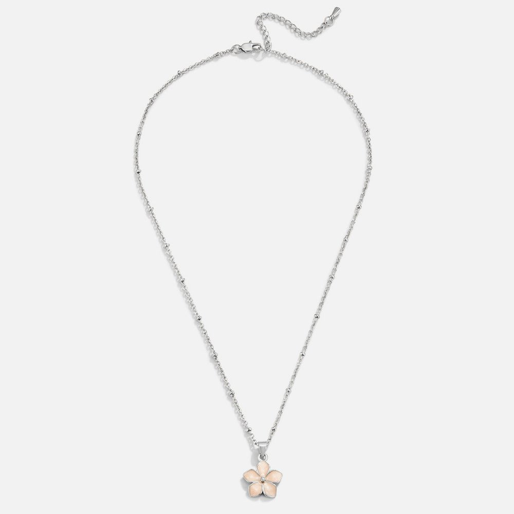 Blush Pink Sakura Bloom Silver Necklace