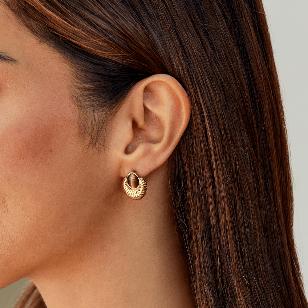 Bohemia Gold Tiger Eye Earrings