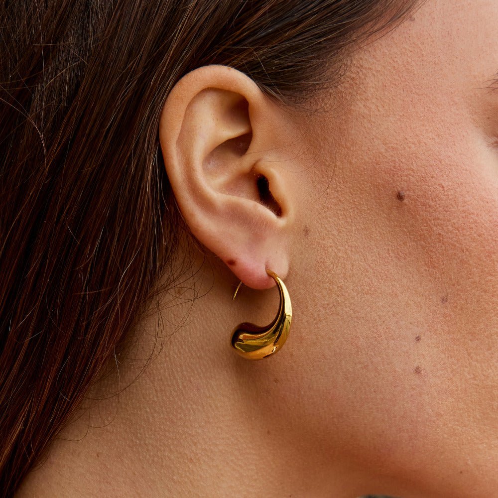 Chunky Gold Teardrop Earrings