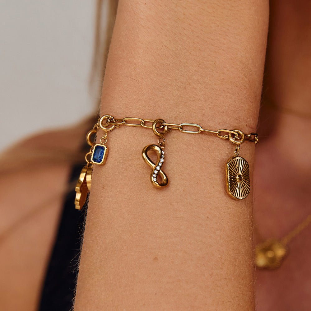 Crystal & Gold Infinity Charm