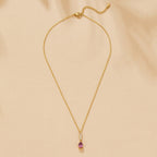 Crystal Pink Teardrop Necklace