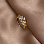 18K Gold Crystal Vine Ring