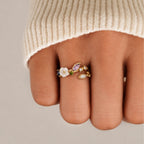 Crystal White Blossom Ring Gold