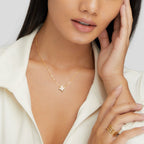 Dalia White Iris Clover Necklace