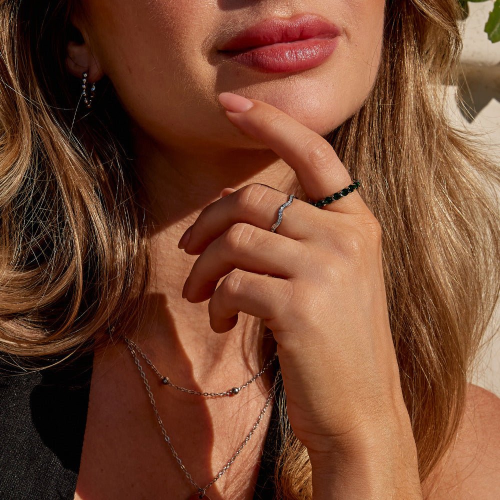 Emerald Beauty Silver Crystal Ring