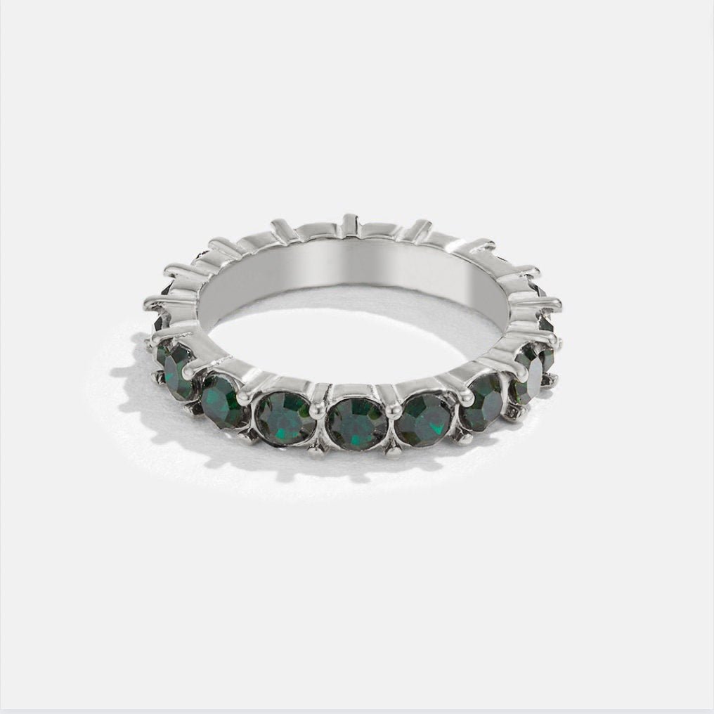 Emerald Beauty Silver Crystal Ring