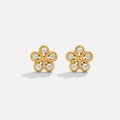 Five Petal Bloom Gold Earrings