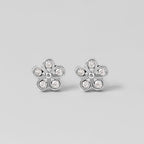 Five Petal Bloom Silver Earrings