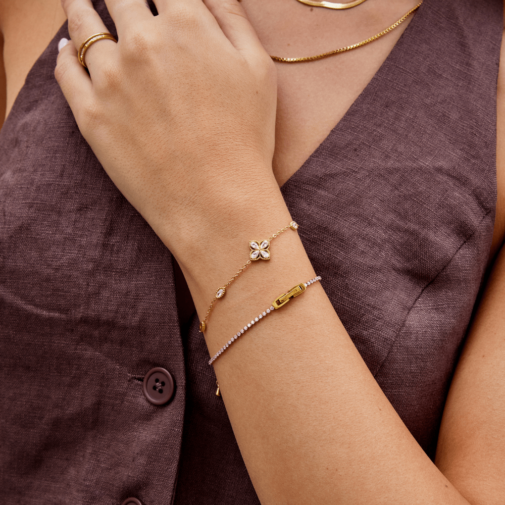 Four Leaf Clover Crystal Bracelet