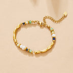 Freshwater Pearl & Malachite Beaded Bracelet