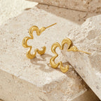 Geometric Gold Flower Hoop Earrings
