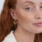 Geometric Wave Gold Hoop Earrings