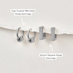 Gigi Crystal Silver Hoop Earrings