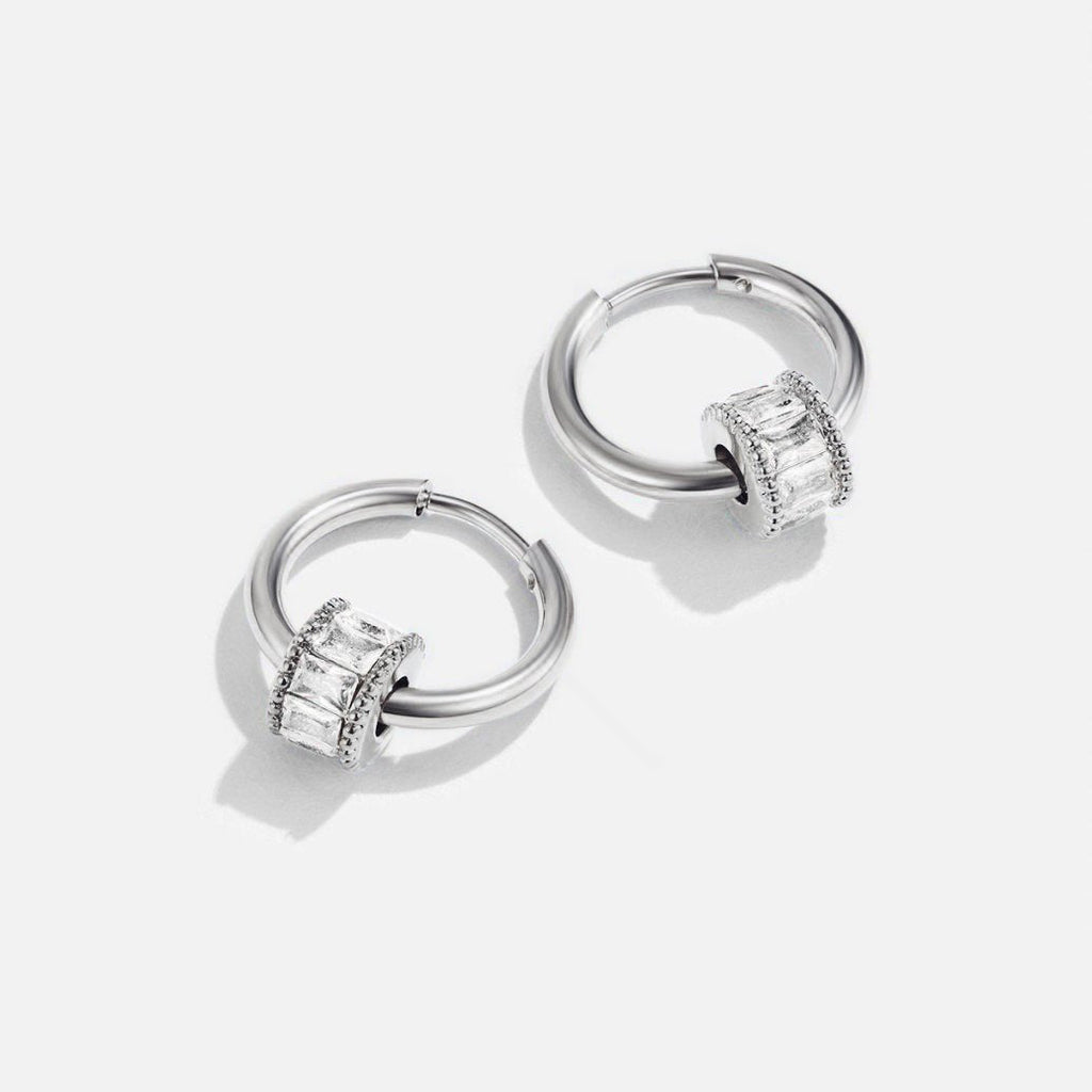 Gigi Crystal Silver Hoop Earrings