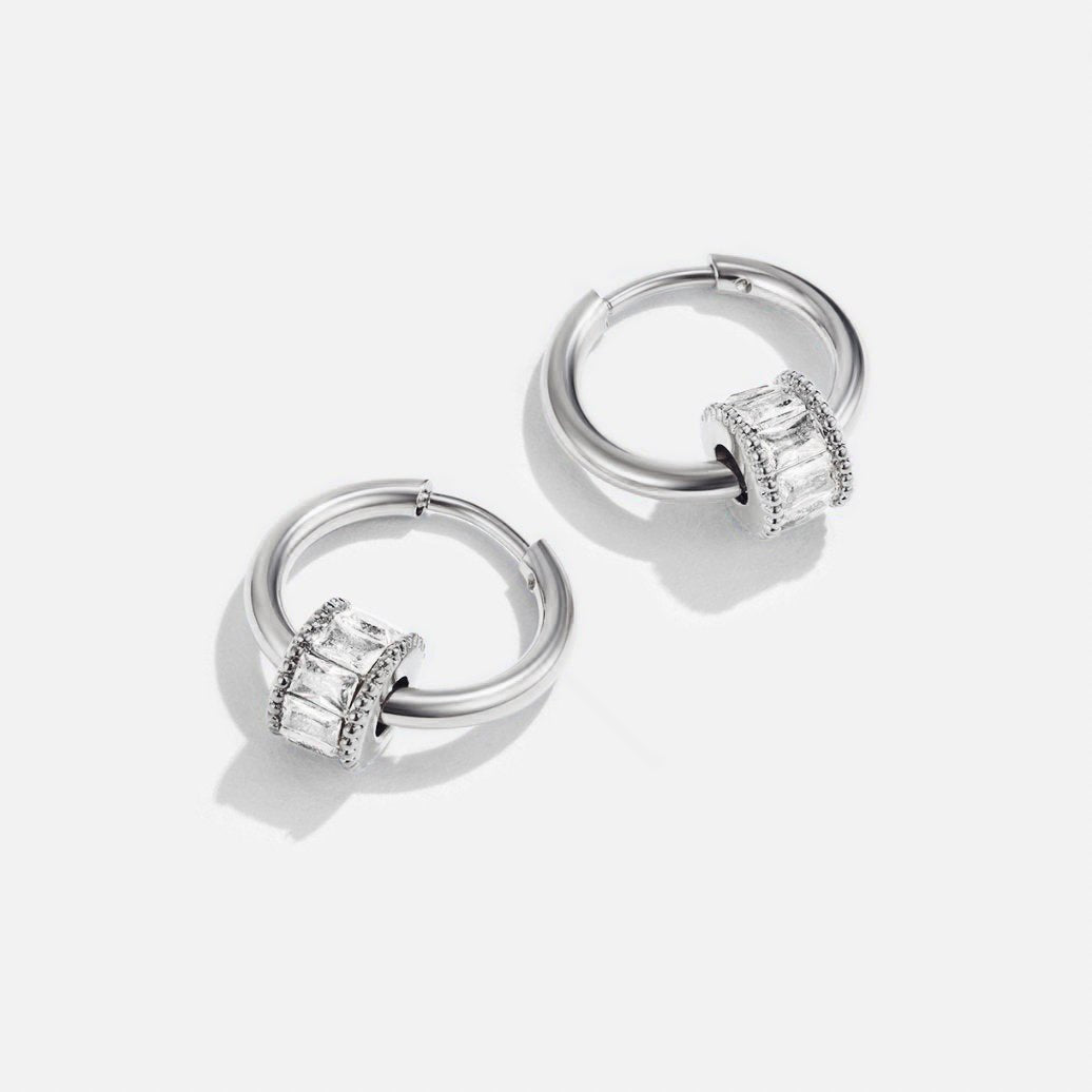 Gigi Crystal Silver Hoop Earrings