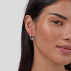 Gigi Crystal Silver Hoop Earrings