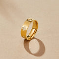 Gold Crystal Clover Band Ring
