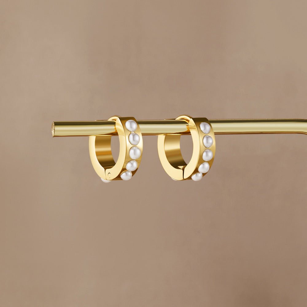 Gold Eula Pearl Hoop Earrings