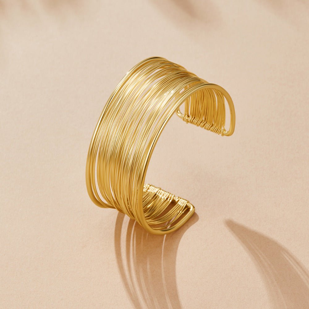 Gold Leona Wide Cuff Bangle