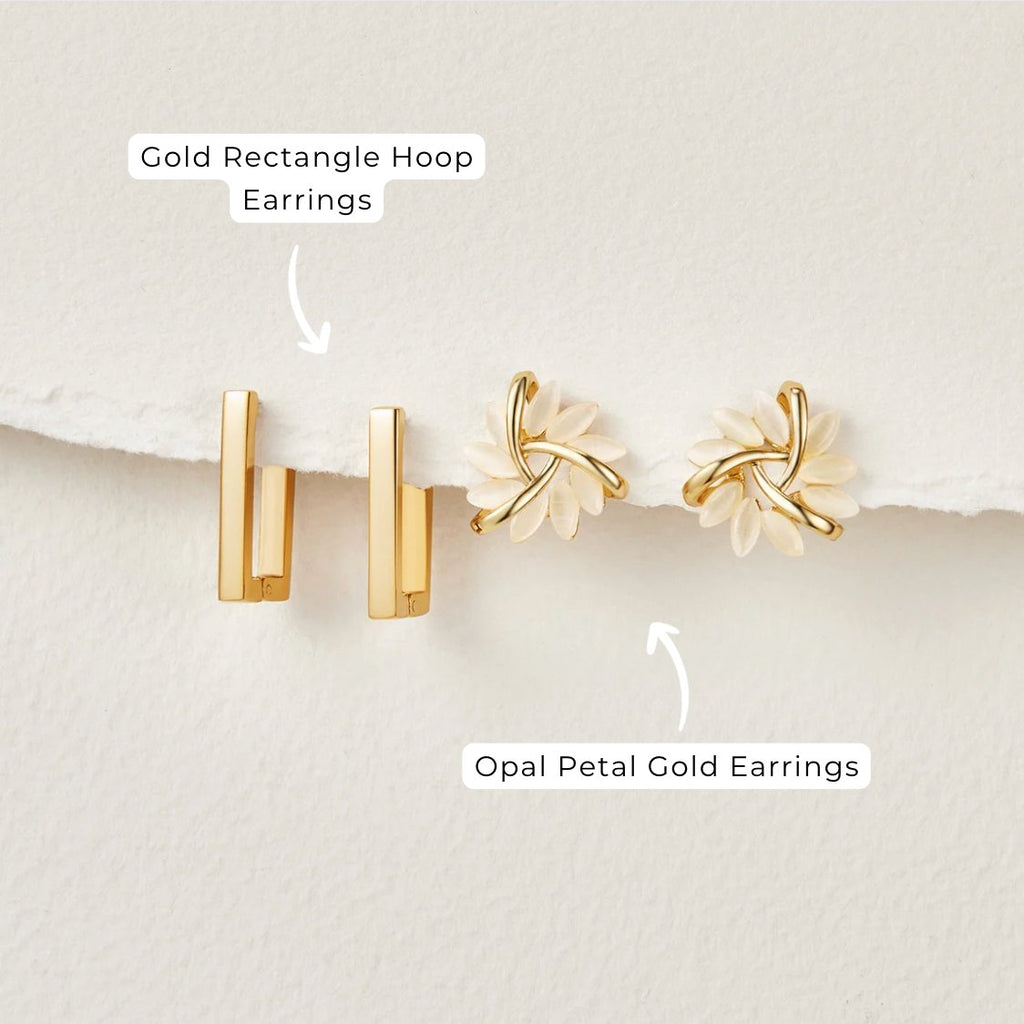 Gold Rectangle Hoop Earrings