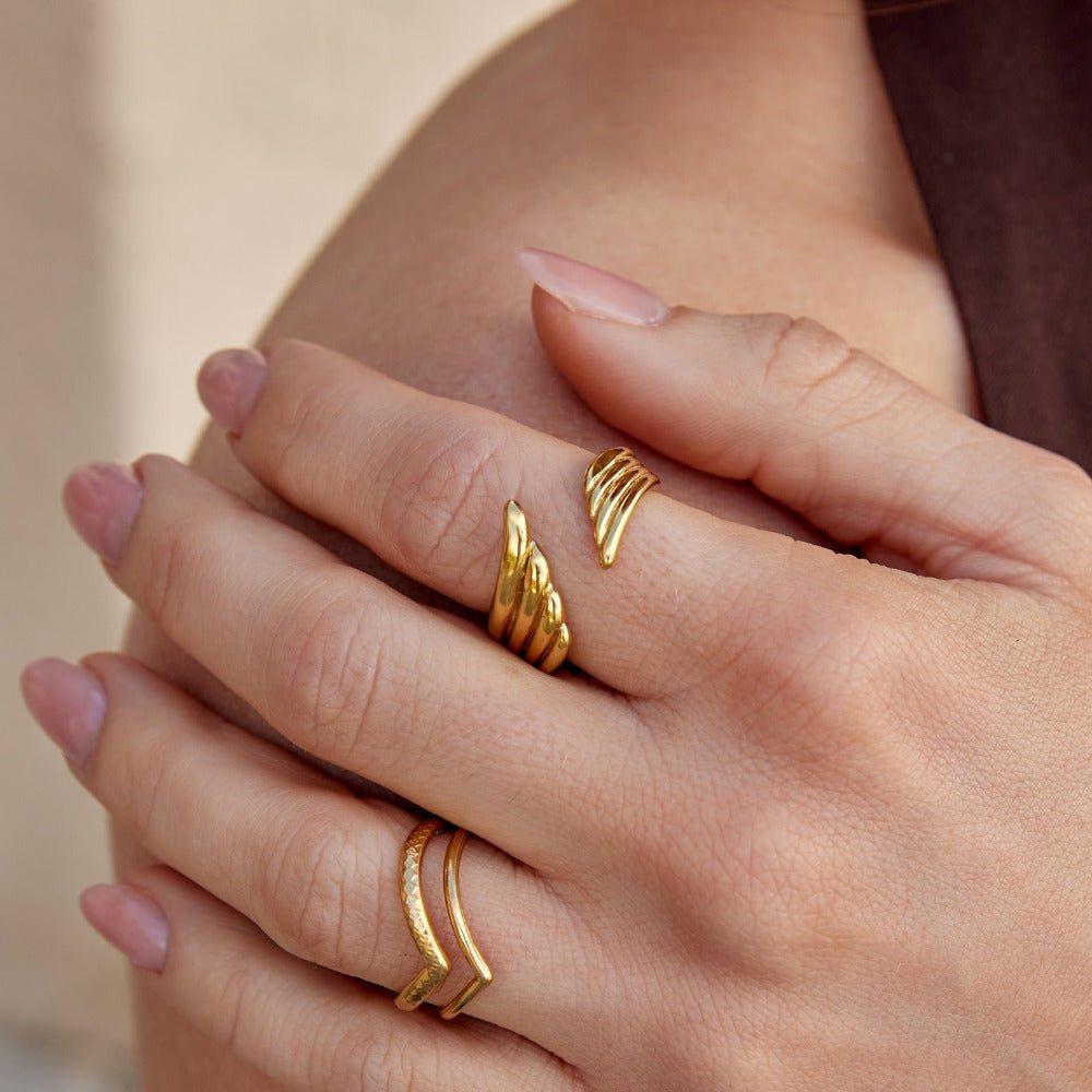 Golden Angel Wing Wrap Ring