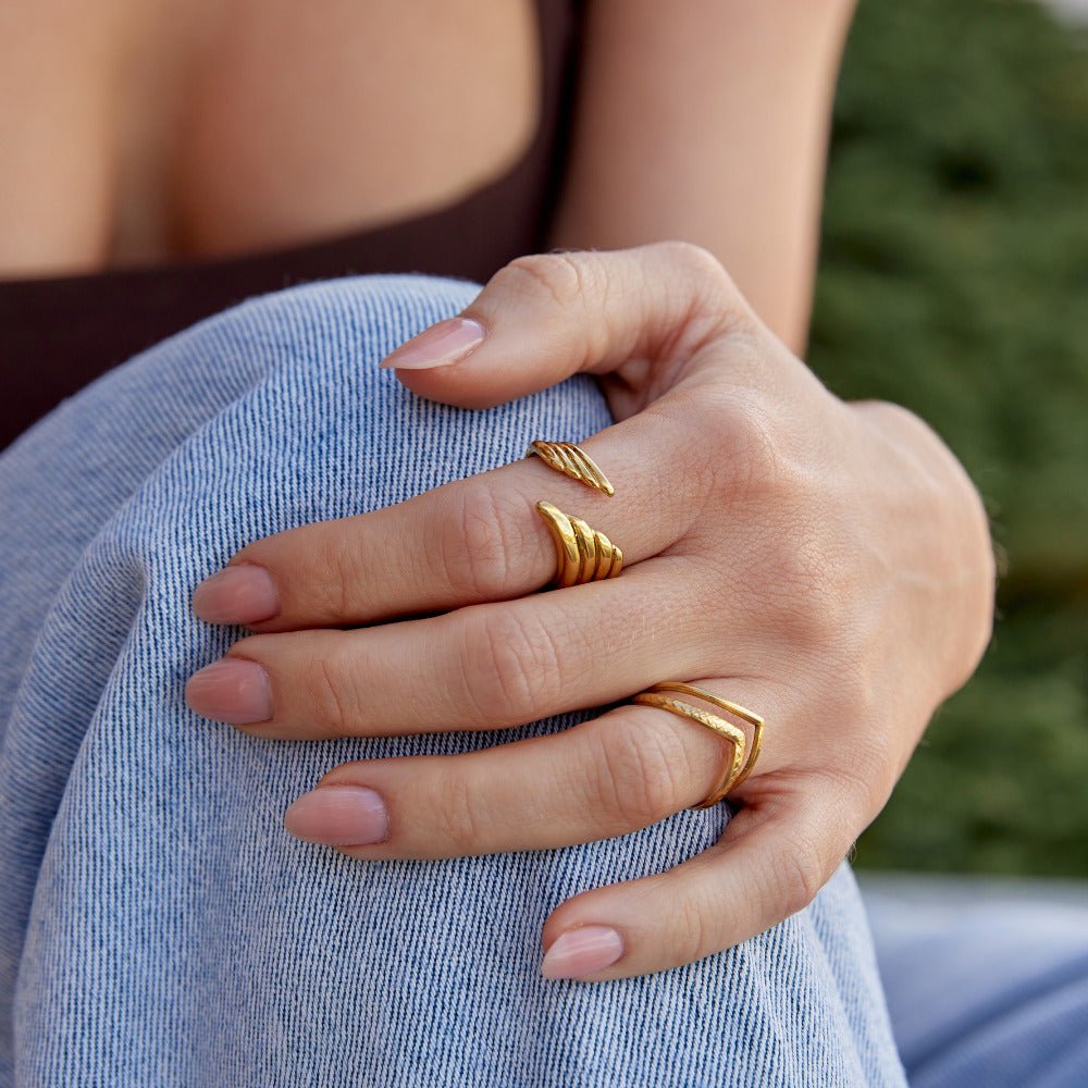 Golden Angel Wing Wrap Ring