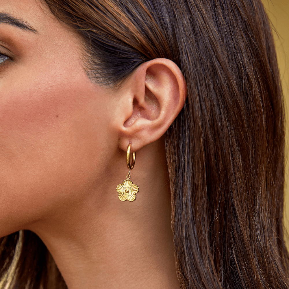 Golden Clover Hoop Earrings