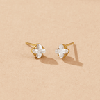 Golden Crystal Clover Stud Earrings