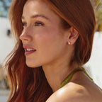 Golden Crystal Clover Stud Earrings