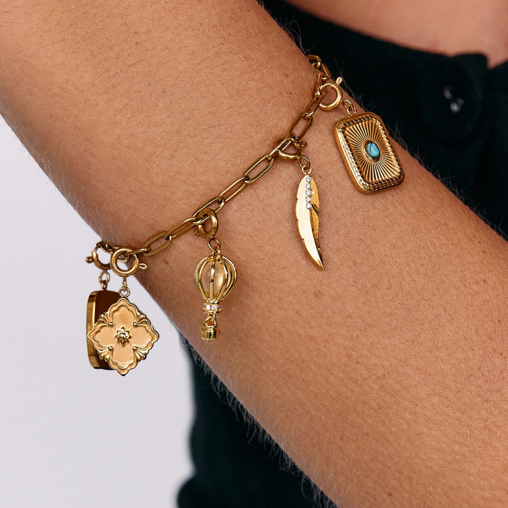 Golden Hot Air Balloon Charm