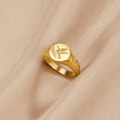 Golden Hummingbird Signet Ring