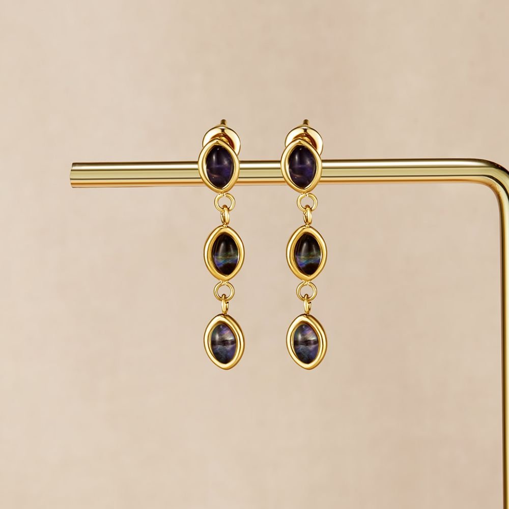 Golden Iridescent Drop Earrings