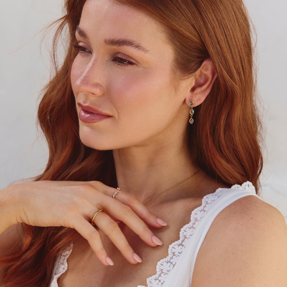 Golden Iridescent Drop Earrings